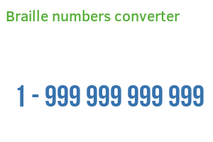 Braille numbers converter: from 1 to 999 999 999 999
